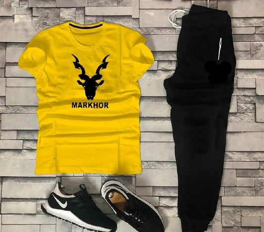 Yellow Markhor Print Tracksuit Co-ord Set